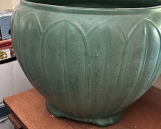 jumbo matte green pottery planter