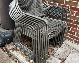8 stacking metal patio chairs