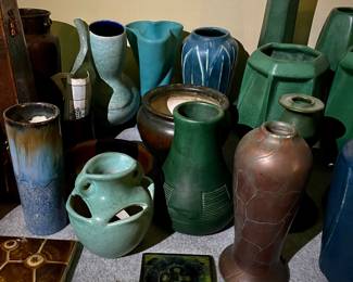 Several Arts & Crafts / Art Deco art pottery vases - Fulper, Weller, Van Briggle, etc. 