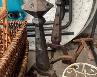 Antique B&H cast iron andirons