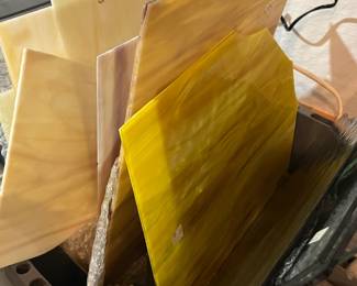 a few boxes of colored glass / slag glass for lighting and window projects and repairs