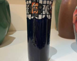 antique Woods & Sons Trellis vase in cobalt