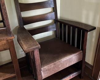 antique mission style oak arm chair
