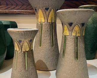 Roseville pottery Mostique vase set
