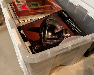 an entire bin of arts & crafts auction catalogs from 1990s-2010s