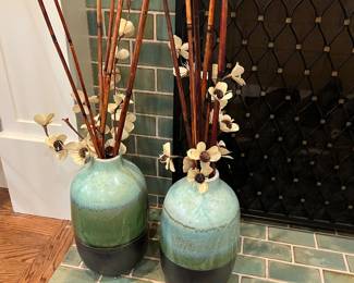 pair large ceramic floor vases