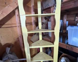 246 vintageyellowwoodencornershelf