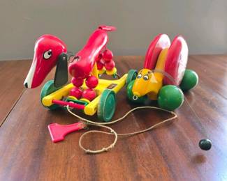 188 brioswedenvintagewoodenpulltoysdog