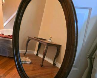 192 largevintageovalwallmirrorwithwood
