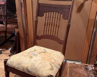218 antiqueoakupholsteredrockingchairwi