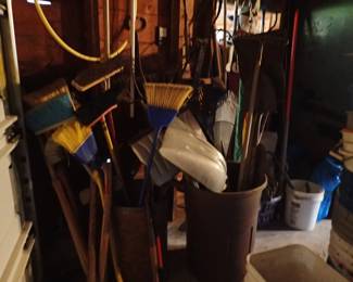 brooms. shovels. rakes
