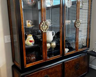 Vintage Chin Hua burl wood display cabinet