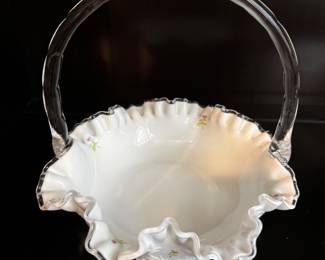 Fenton milk glass basket
