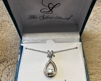 The Silver Lining teardrop pendant necklace