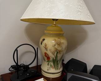 Asian porcelain ginger jar lamps pair of two