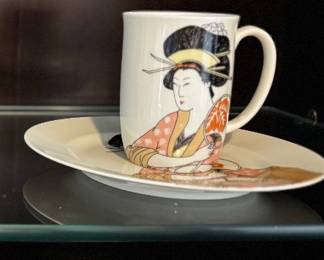 Fitz and Floyd Japanese geisha mugs