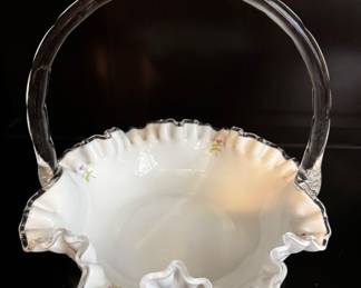 Fenton milk glass basket