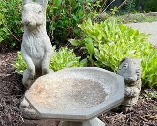 Concrete Bunnies  Birdbath