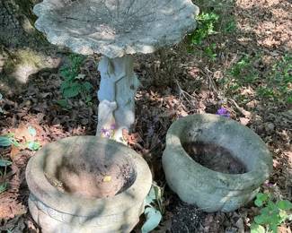 Concrete Birdbath  Pots