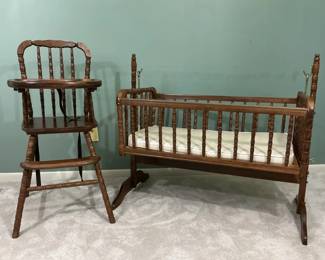 Spindle Crib And Highchair
