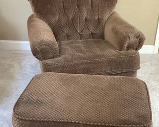 Brown Chair And Ottoman