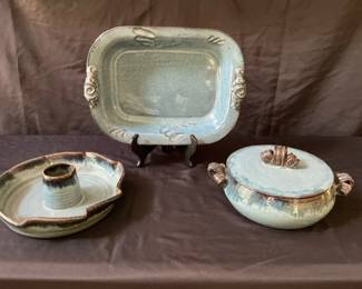 Blue And Brown Pottery Service