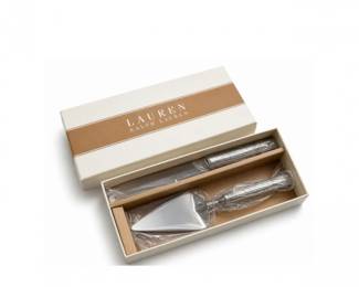 55 RalphLaurenCakeKnifeServerSetBoxedStainlessWeddingServingSet