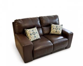93 BrownDualRecliningLeatherLoveseatSofa