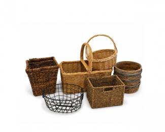 29 VintageWickerBasketLotPlantersStorageDecor