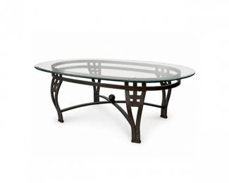 49 SteveSilverMadridOvalGlassCoffeeTableMetal