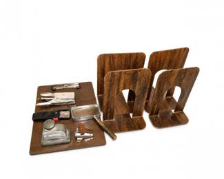 102 VintageMidCenturyDeskAccessoriesOfficeSupplyLotWoodMetal