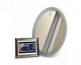 65 ModernOvalWallMirrorFramedParisStreetScenePrintDcorPair