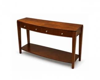 57 VintageCurvedFrontConsoleTablewithDrawersShelfCherryWood
