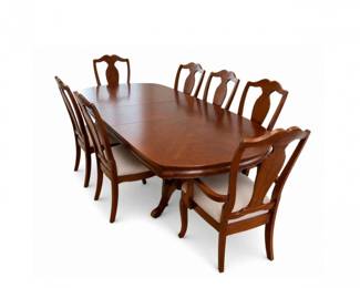 32 VaughanCherryDiningTableSet8ChairsExtendable