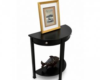 33 BlackCornerAccentTablewDrawerShelfDecor