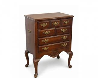 43 VintageCherrySilverChestQueenAnneJewelryCabinet