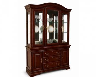 38 ClassicCherryChinaCabinetGlassDisplayHutch