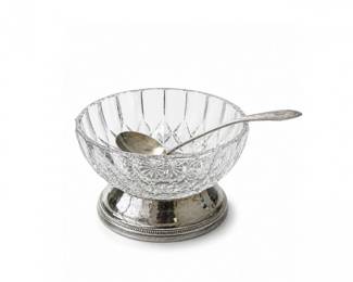 41 VintageCutGlassBowlSterlingSilverBaseSpoon