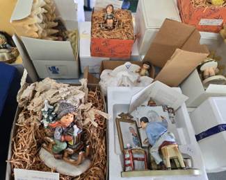 Vintage Hummels and other figurines with boxes 