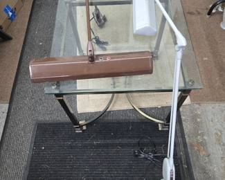Desk Lamps with long necks and Glass End tables (2) 
