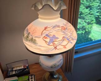 Vintage Fenton hurricane Lamp 