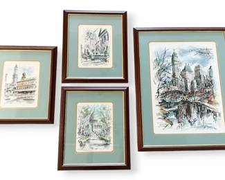 Framed John Haymson Watercolor Prints