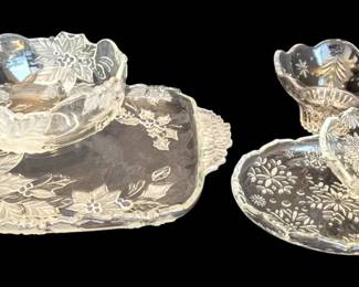 WinterThemed Clear Glass Bowls, Serving Platter,  More