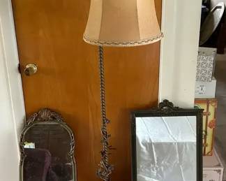 Vintage Brass Floral Floor Lamp  Ornate Mirrors