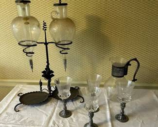 Handmade Austrian Wine Aerator With Pewter Goblets