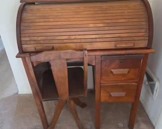 Vintage Childrens Roll Top Desk