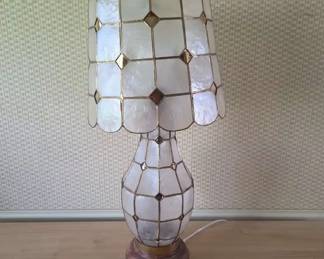 Vintage Capiz Shell Lamp and Shade