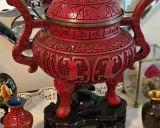 Huge Cinnabar Censer/ Urn