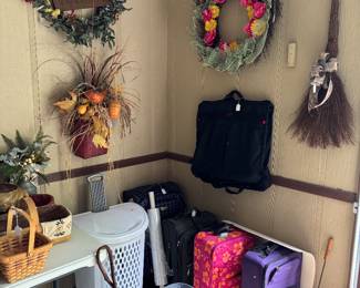 Wreaths, suitcases 