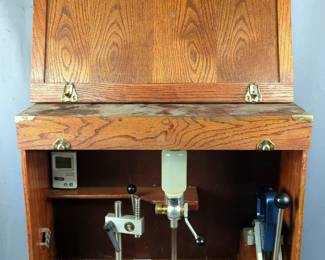 Custom Built Reloading Cabinet Station, With Harrell's Precision Powder Measure, And Presses Qty 2, 23" x 25" x 9" 